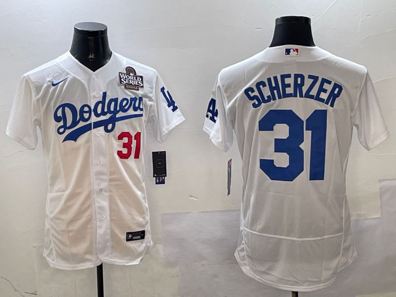 Men Los Angeles Dodgers #31 Scherzer White Elite 2025 Nike MLB Jersey style 3203